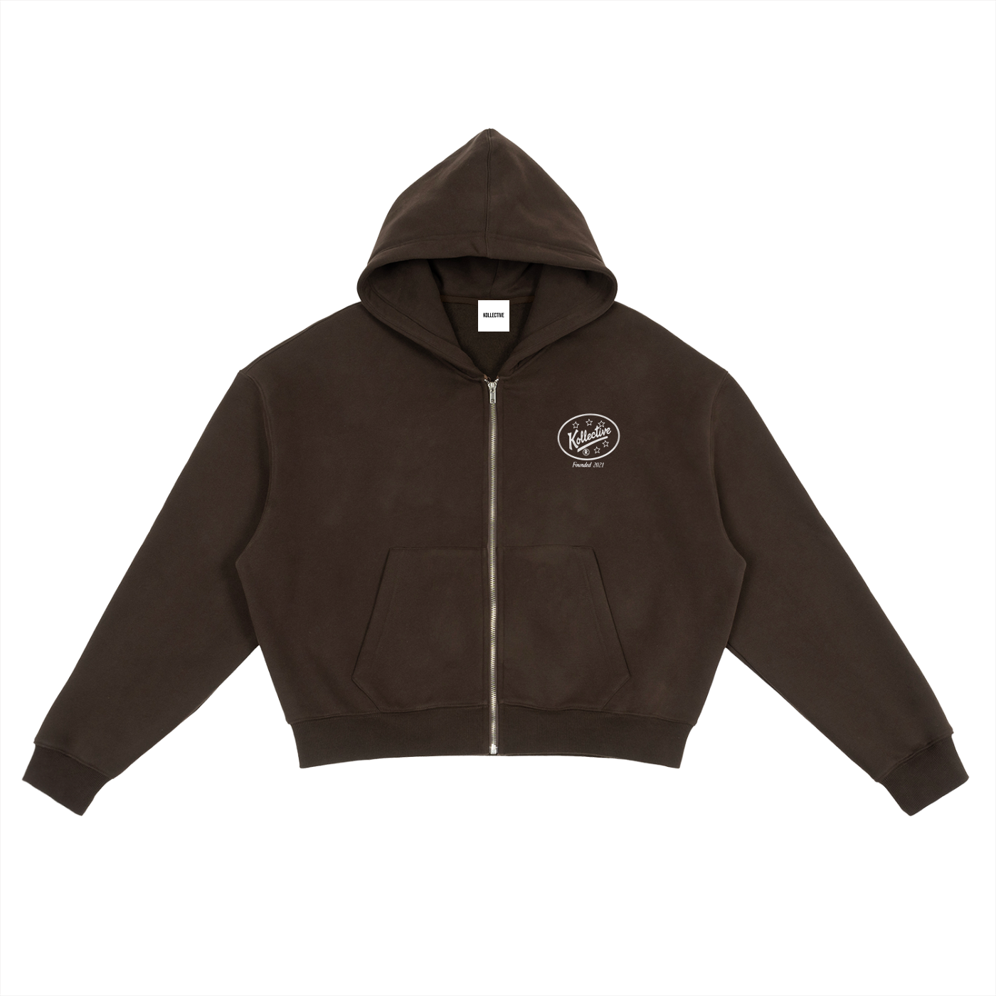 Retro Logo Zip-Up Boxy Cropped Hoodie