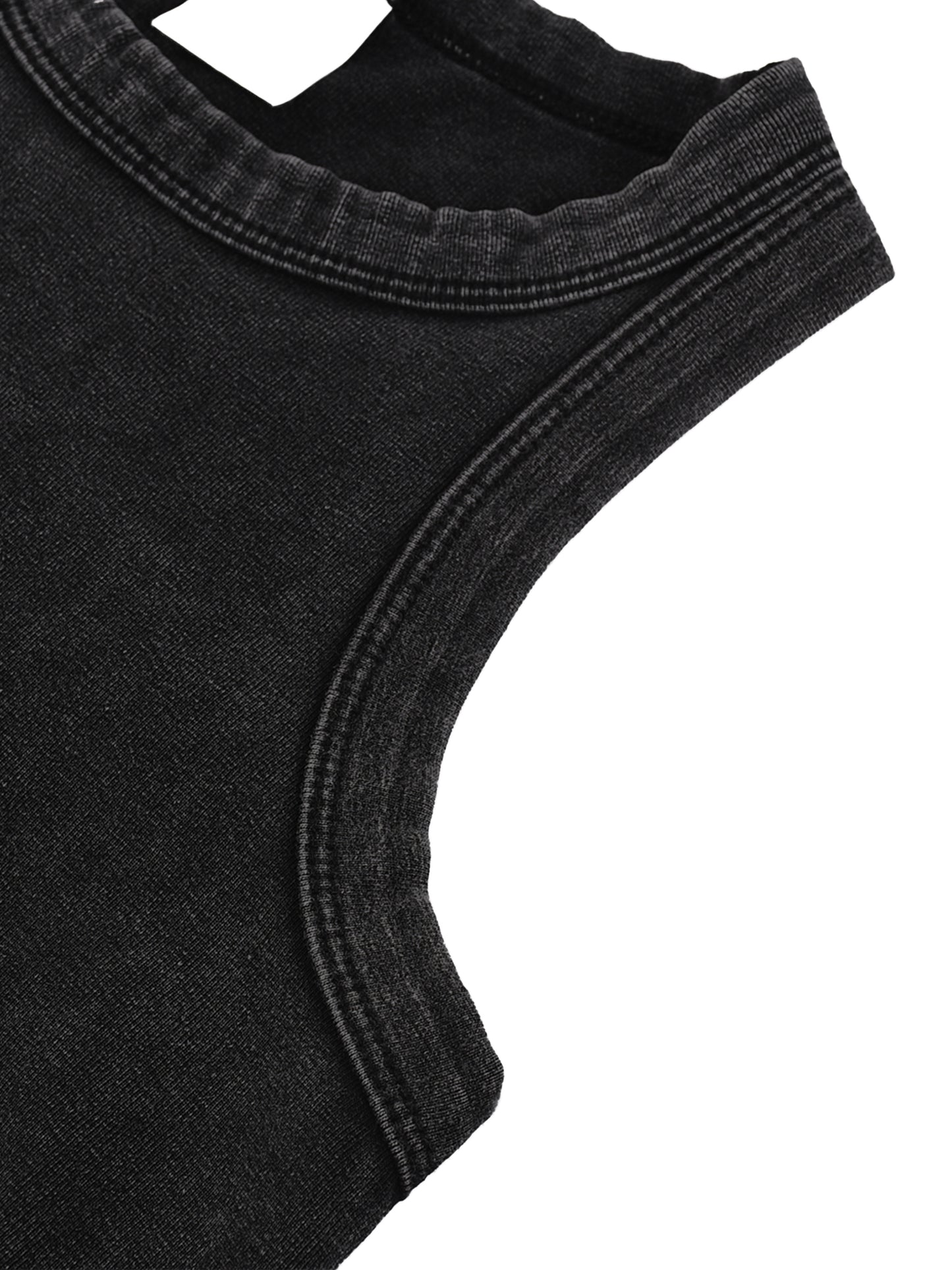 Womens Cropped Tank - Washed Black