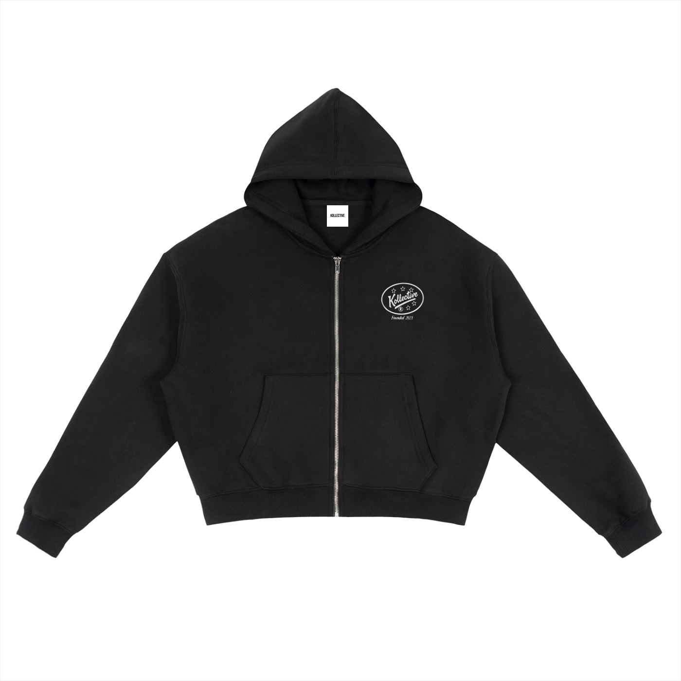 Retro Logo Zip-Up Boxy Cropped Hoodie