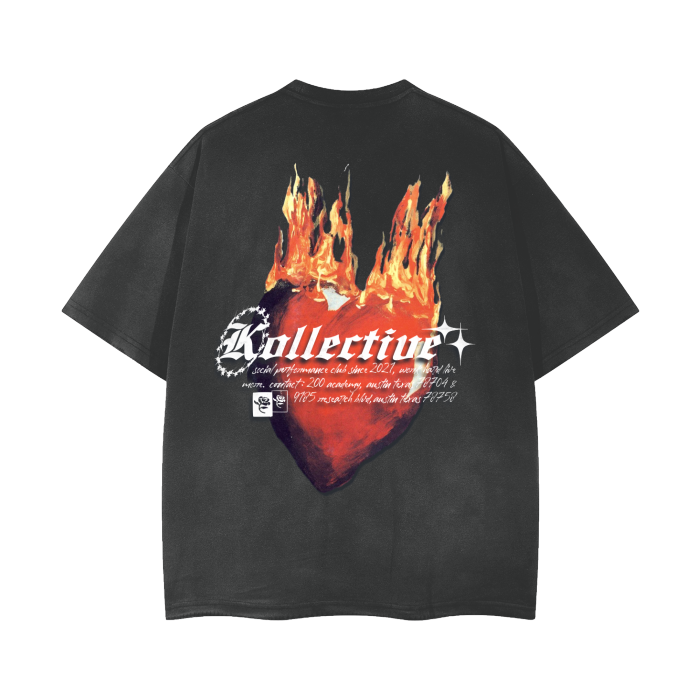 BURNING HEARTS Oversized Vintage Wash T-Shirt - 260 GSM