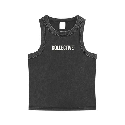 Womens Cropped Tank - Washed Black