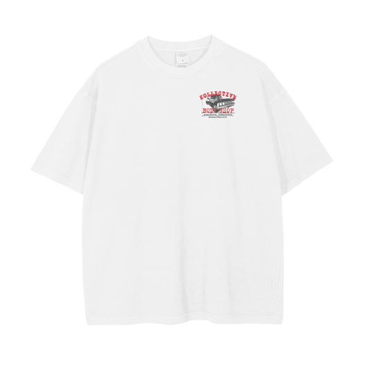 BODY SHOP 24' Vintage Wash Drop Shoulder White T-Shirt - 250 GSM