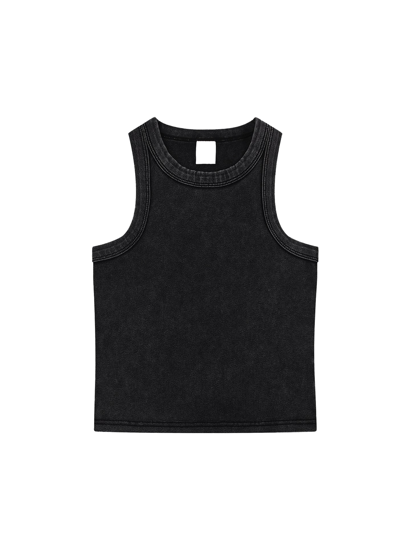 Womens Cropped Tank - Washed Black